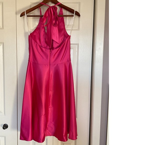 Fuchsia Backless Halter Party Grad Prom Dress - Picture 2 of 3